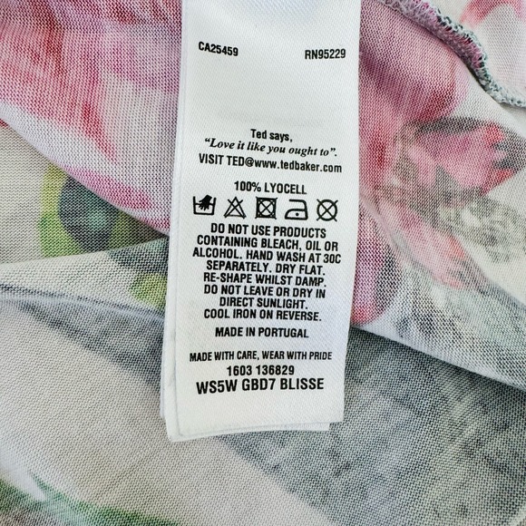 Ted Baker London Leileen Chameleon Camouflaged Tropical Pink Floral Top Sz 2 - Picture 8 of 8
